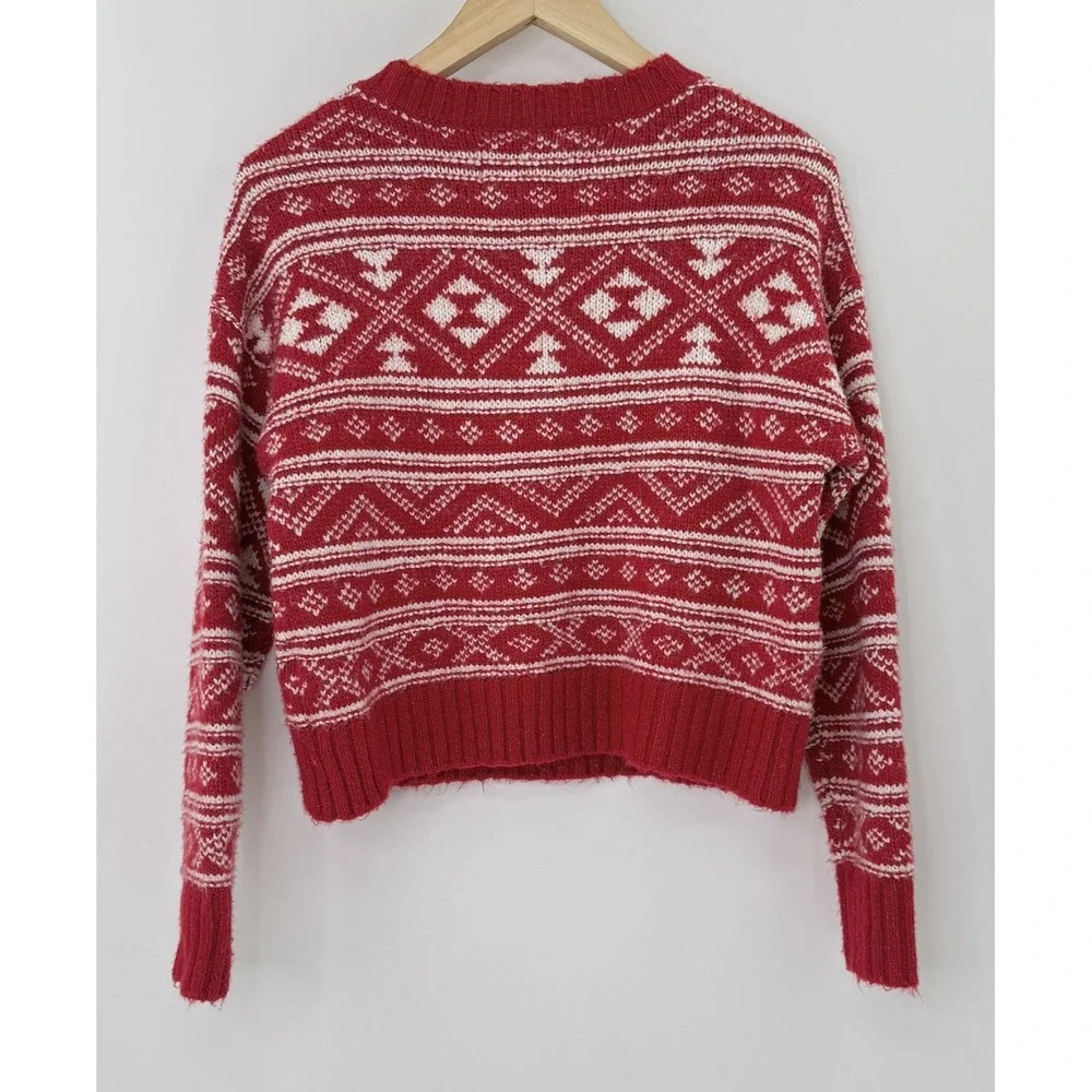 American Eagle AE Fair Isle Knit Pullover Cropped‎ Sweater Sz XS Winter Boho